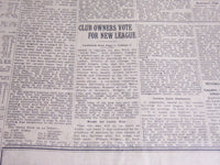 1920 NOV 9 NEW YORK TIMES -CLUB OWNERS VOTE FOR NEW LEAGUE BASEBALL WAR- NT 6732