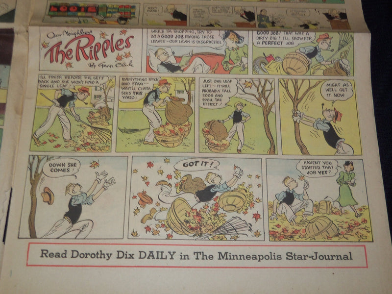 1939 OCTOBER 22 & 29 MINNEAPOLIS STAR JOURNAL COLOR COMICS LOT OF 2 - NP 2151X