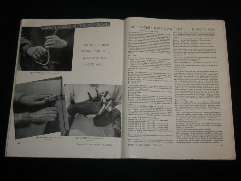 1945 BERNAT'S HANDKNIT CLASSICS KNITTING MANUAL CATALOG - J 6740