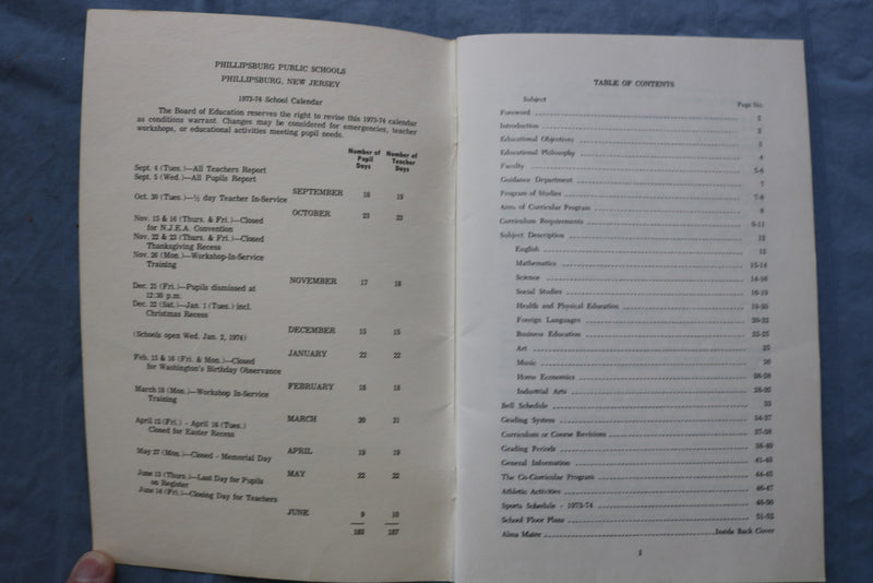 1973-1975 PHILLIPSBURG HIGH SCHOOL HANDBOOKS - LOT OF 2 - K 727