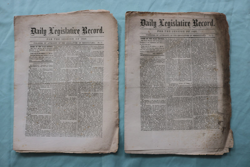 1868 PENNYSYLVANIA DAILY LEGISLATIVE RECORD - LOT OF 22 - K 2518