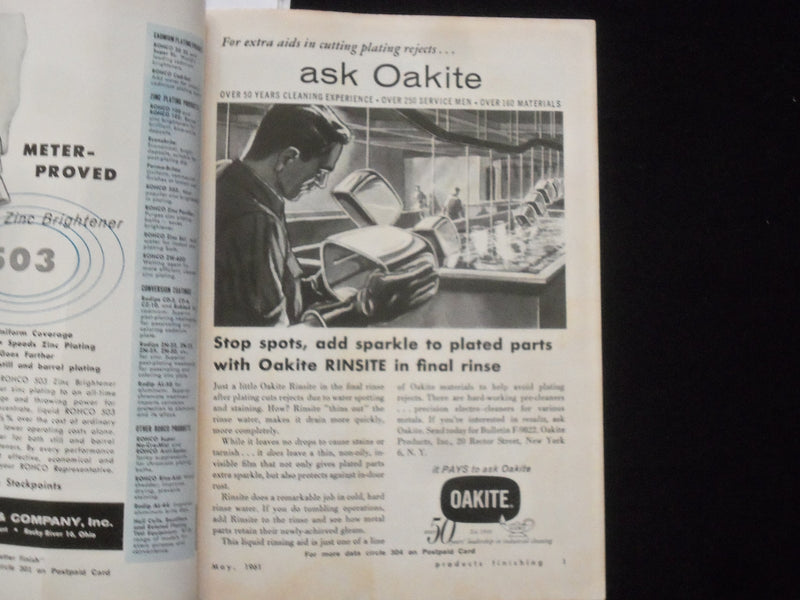 1961 MAY PRODUCTS FINISHING MAGAZINE - ROLLER COAT PAINTING ALUMINUM - J 9992