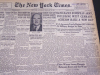 1952 FEB 23 NEW YORK TIMES - NATO BACKS EUROPEAN ARMY & WEST GERMANY - NT 4535