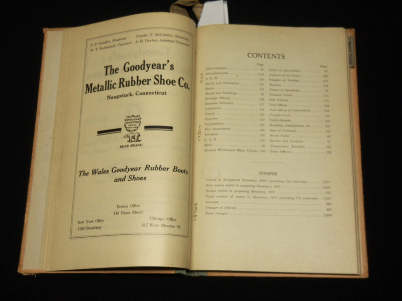 1917 NAUGATUCK DIRECTORY BOOK - CONNECTICUT - NICE ADS - KD 6312