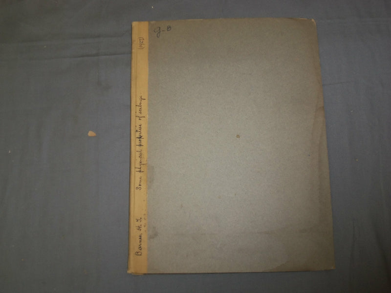 1927 SOME PHYSICAL PROPERTIES OF ICEBERGS & METHOD FOR THEIR DESTRUCTION -J 4900