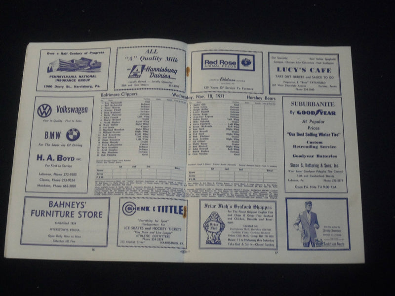 1971-1978 HERSHEY BEARS AMERICAN HOCKEY LEAGUE PROGRAMS - LOT OF 8 - ST 6925