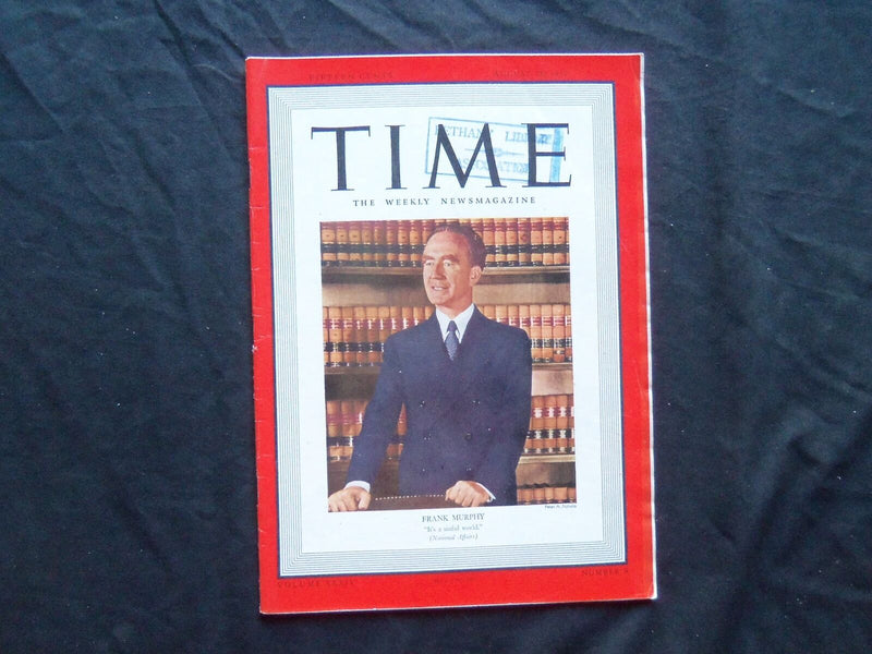 1939 AUGUST 28 TIME MAGAZINE - FRANK MURPHY - T 675