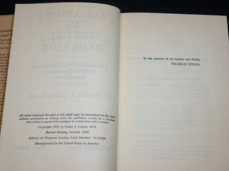 1956 VARIATIONS IN SEXUAL BEHAVIOR HARDCOVER BOOK BY FRANK S. CAPRIO - KD 6406