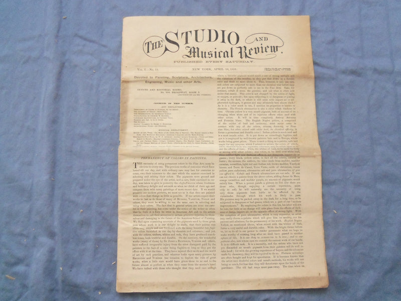 1881 THE STUDIO AND MUSICAL REVIEW NEWSPAPER - LOT OF 4 - NP 8416
