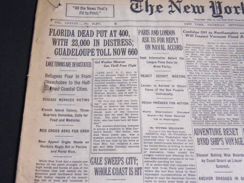 1928 SEPTEMBER 20 NEW YORK TIMES - FLORIDA DEAD PUT AT 400 - NT 6919