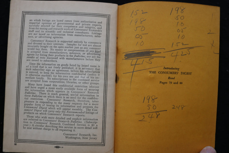 1937 JANUARY CONSUMERS' DIGEST MAGAZINE - VOLUME 1, NUMBER 1 - K 2377