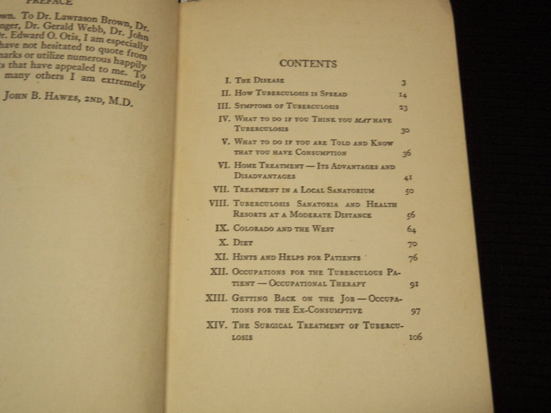 1931 TALKS ON TUBERCULOSIS BOOK BY JOHN B. HAWES - INSCRIBED - KD 7695