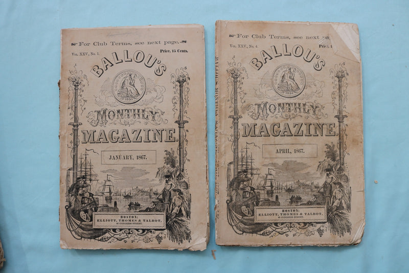 1860-1867 BALLOU'S MONTHLY MAGAZINE - LOT OF 9 - O 3978