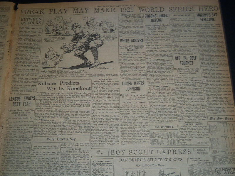 1921 SEPTEMBER 17 DENVER EXPRESS NEWSPAPER - MOB BURNS FATTY FILM - NT 7550