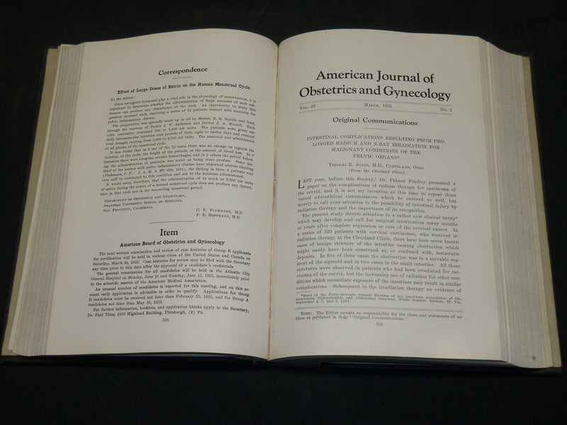 1935 JANUARY-JUNE AMERICAN JOURNAL OF OBSTETRICS & GYNECOLOGY VOLUME - KD 5912