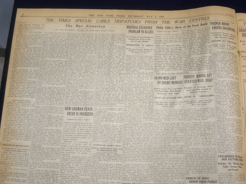 1918 MAY 2 NEW YORK TIMES - AMERICANS WIN FIGHT ON AMIENS FRONT - NT 8169