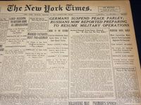1918 JANUARY 7 NEW YORK TIMES - GERMANS SUSPEND PEACE PARLEY - NT 7916