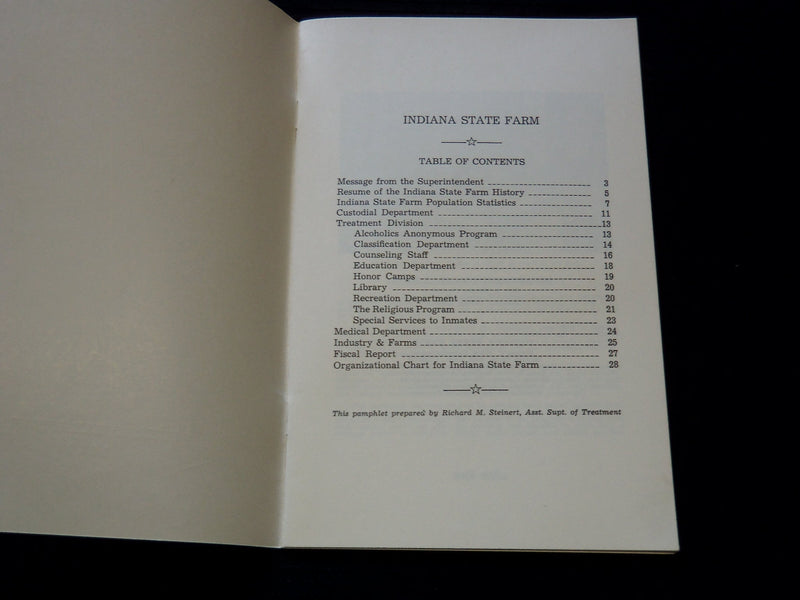 1960 INDIANA STATE FAR PUTNAMVILLE PAMPHLET BY RICHARD STEINERT- INDIANA- J 7232