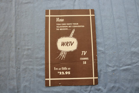 1950'S WRTV CHANNEL 58 BROCHURE - EATONTOWN, NEW JERSEY - K 707