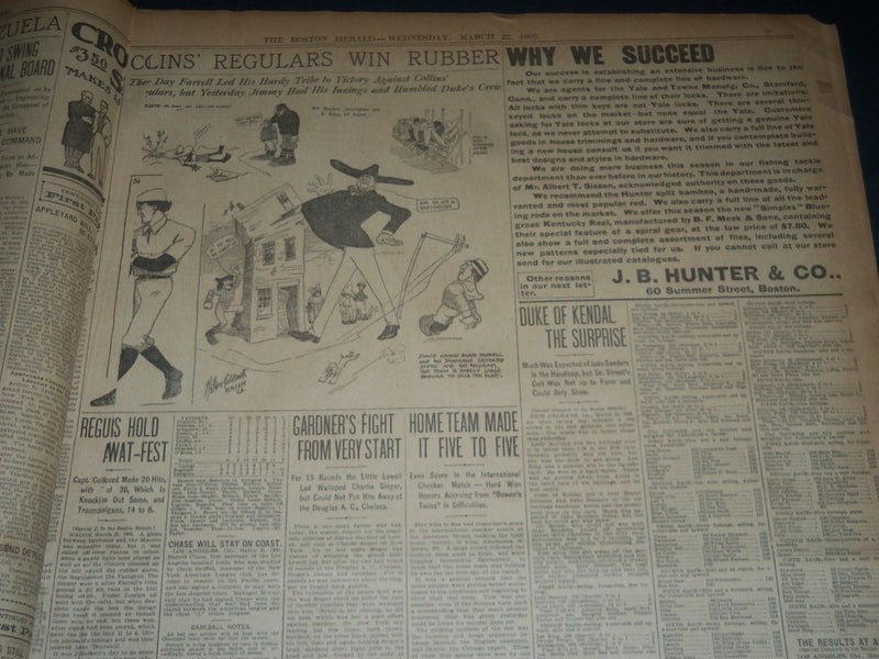 1905 MARCH 22 THE BOSTON HERALD - STEAM ABOVE LIMIT ON BROCKTON - BH 144