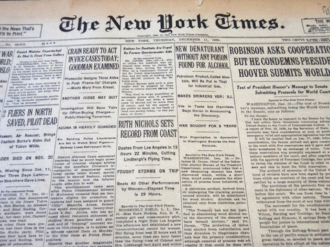 1930 DECEMBER 11 NEW YORK TIMES - RUTH NICHOLS SETS RECORD FROM COAST - NT 5667
