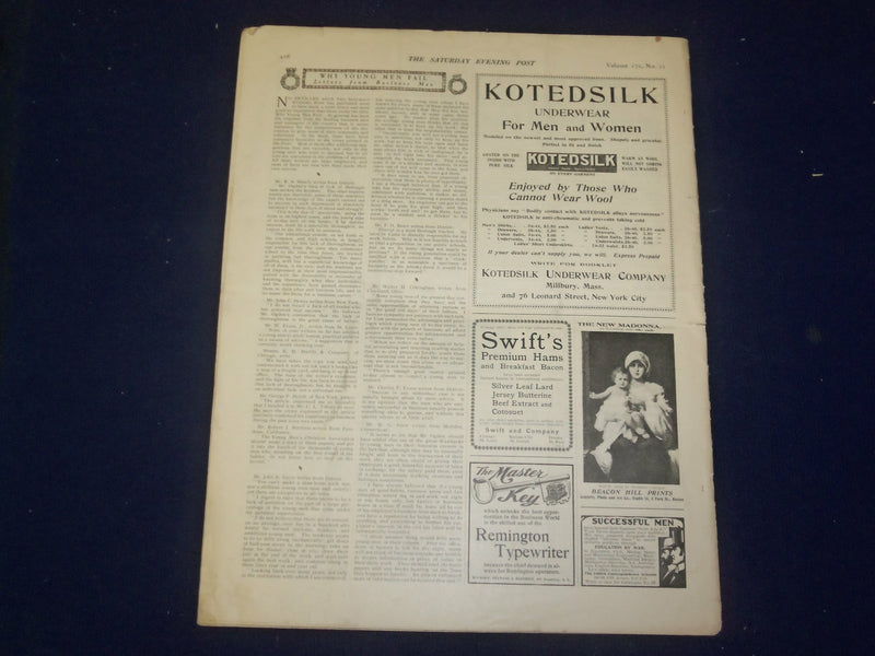 1899 NOV 18 THE SATURDAY EVENING POST MAGAZINE - RULE OF PUBLIC OPINION - B 6723
