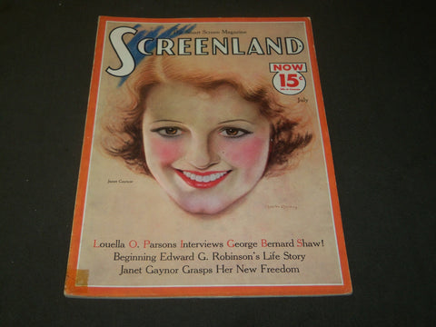 1933 JULY SCREENLAND MOVIE MAGAZINE - JANET GAYNOR COVER - M 346