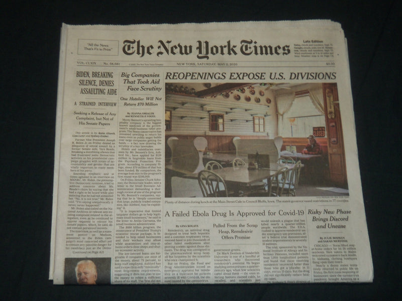 2020 MAY 2 NEW YORK TIMES - REOPENINGS EXPOSE U. S. DIVISIONS