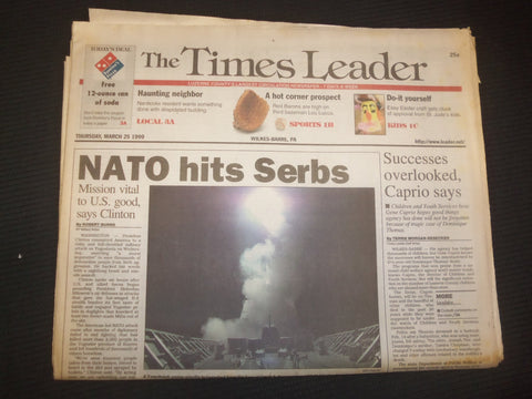 1999 MARCH 25 WILKES-BARRE TIMES LEADER NEWSPAPER - NATO HITS SERBS - NP 7460