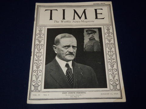 1924 AUGUST 11 TIME MAGAZINE - JOHN JOSEPH PERSHING COVER - T 64