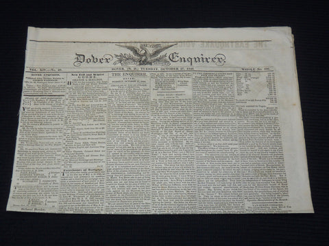 1840 OCTOBER 27 DOVER ENQUIRER NEWSPAPER - HARRISON - VOICE OF VICTORY - NP 8982