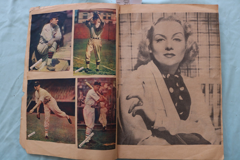 1930'S MOVIE STAR SCRAPBOOK LOADED - HARLOW - LOMBARD - BASEBALL - E 26498