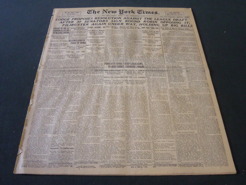 1919 MARCH 4 NEW YORK TIMES - LODGE PROPOSES RESOLUTION AGAINST LEAGUE - NT 6214
