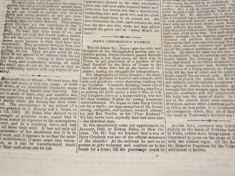 1855 APRIL UNITED STATES JOURNAL NEWSPAPER - JOHN RANDOLPH - NP 3879D