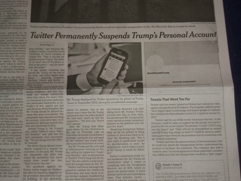 2021 JANUARY 9 NEW YORK TIMES - HOUSE PREPARES ARTICLE OF IMPEACHMENT