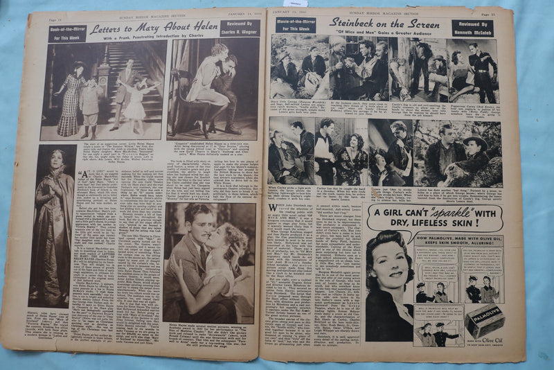 1940 JAN 14 SUNDAY MIRROR NEWSPAPER MAGAZINE SECTION - GRANT - RUSSELL - NP 9103