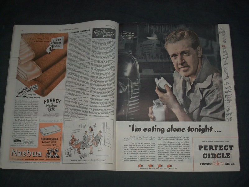 1944 SEPTEMBER 9 THE SATURDAY EVENING POST MAGAZINE- ILLUSTRATED COVER- SP 2476O