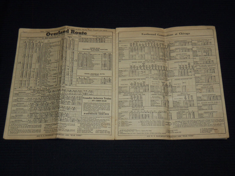1945 JULY 29 SOUTHERN PACIFIC TIME TABLES OVERLAND ROUTE - J 7284