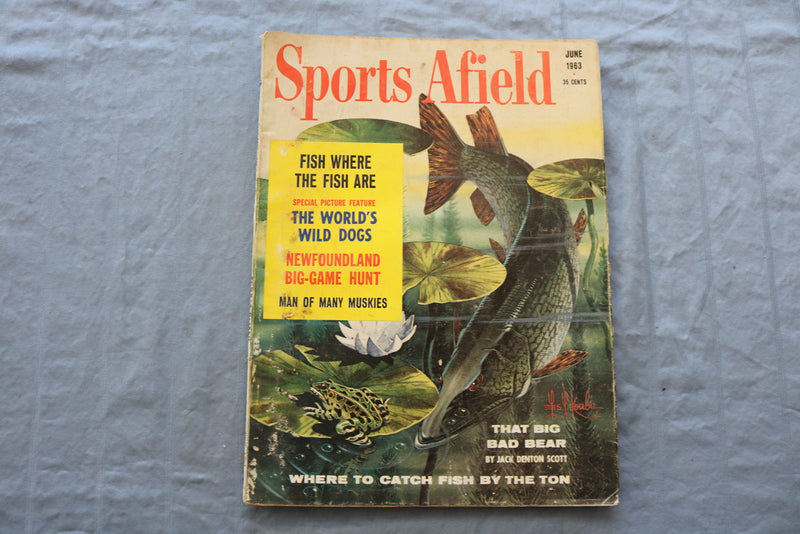1963 JUNE SPORTS AFIELD MAGAZINE - THAT BIG BAD BEAR COVER - SP 6175R