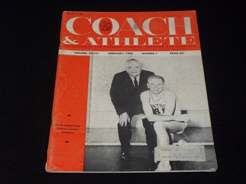 1966 FEBRUARY COACH & ATHLETE MAGAZINE - ADOLPH RUPP & CONLEY KENTUCKY - E 3098