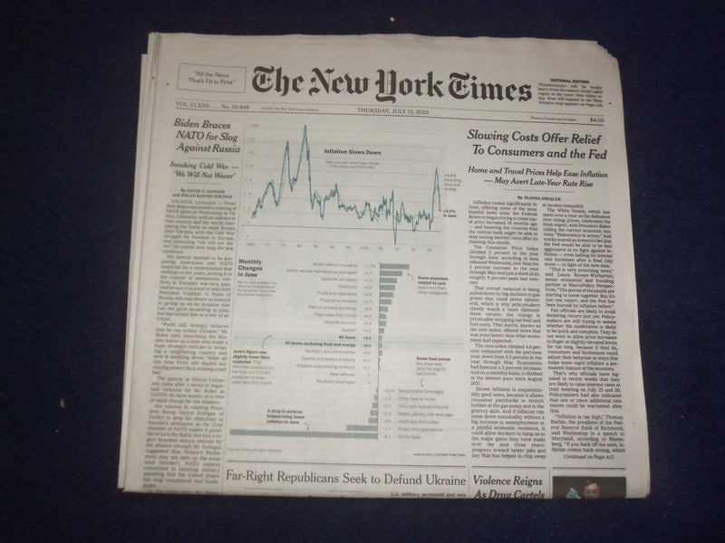 2023 JULY 13 NEW YORK TIMES - BIDEN BRACES NATO FOR SLOG AGAINST RUSSIA