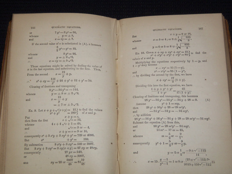 1854 A TREATISE OF ALGEBRA BOOK BY SAMUEL ALSOP - THIRD EDITION - J 8120