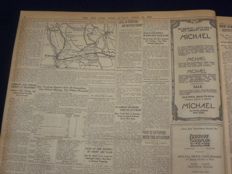 1918 APRIL 21 NEW YORK TIMES - GERMAN ATTACK REPULSED BY AMERICANS - NT 8221
