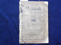 1929 MAY PLYMOUTH INSTRUCTION SOFTCOVER BOOK BY - K 191