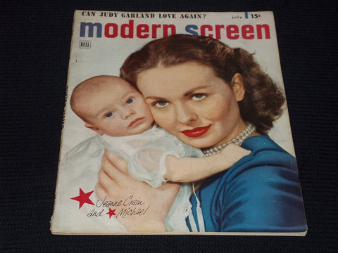 1949 JULY MODERN SCREEN MAGAZINE - JEANNE CRAIN & MICHAEL FRONT COVER - E 15652