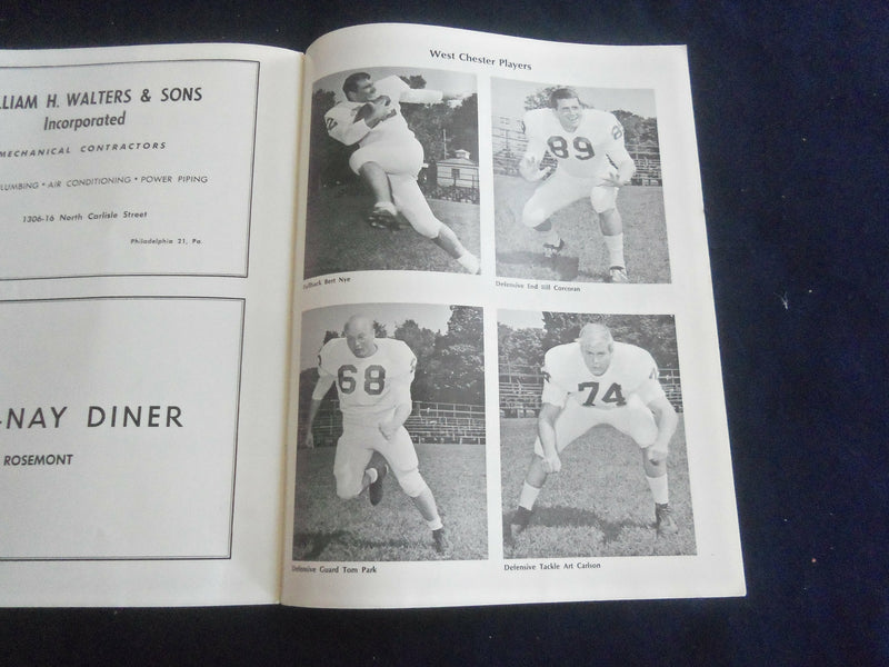 1968 NOV 23 FOOTBALL PROGRAM - VILLANOVA UNIV VS WEST CHESTER UNIV - SP 1215D
