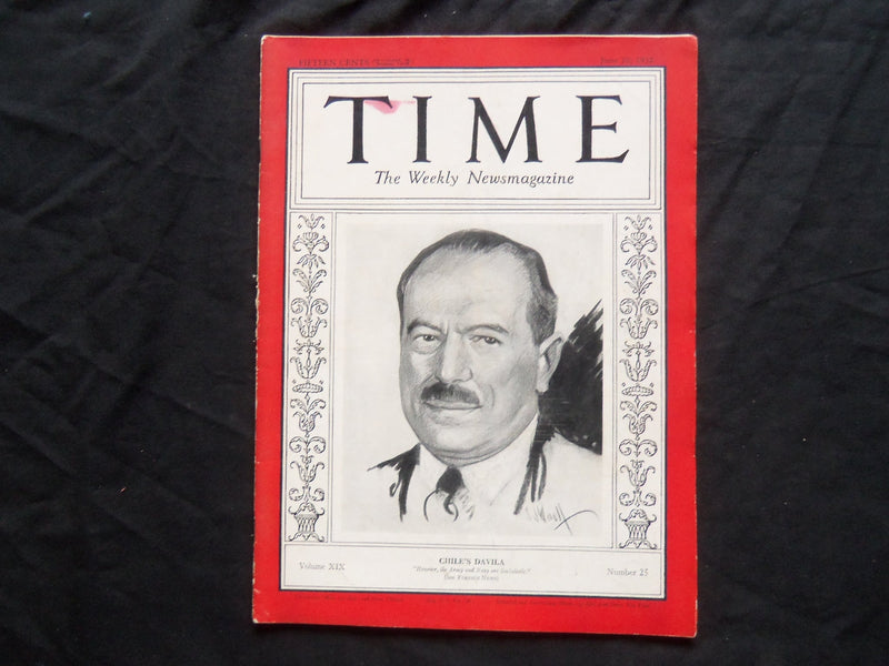 1932 JUNE 20 TIME MAGAZINE - CHILE'S CARLOS G. DAVILA - T 326