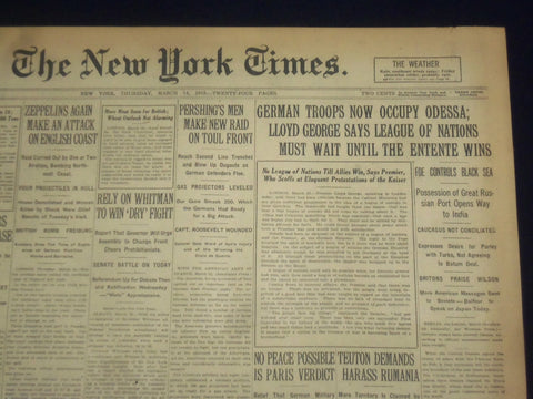1918 MARCH 14 NEW YORK TIMES - GERMAN TROOPS NOW OCCUPY ODESSA - NT 8150