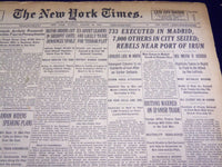 1936 AUG 16 NEW YORK TIMES - 733 EXECUTED IN MADRID 7,000 OTHERS SEIZED- NT 2124