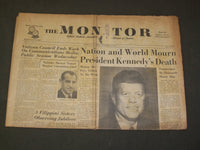 1963 NOV 29 THE MONITOR NEWSPAPER - NATION/WORLD MOURN KENNEDY'S DEATH - NP 3304